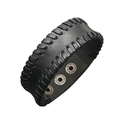 SELVFZ Herren Kunstlederarmband Handgefertigt Edelstahl Verschluss Trendy Armreif Armband Mode Accessoire Für Freizeitkleidung Handgefertigt Geflochten von SELVFZ