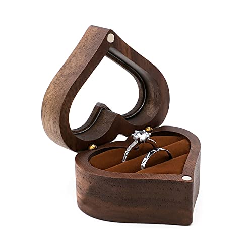 SELVFZ Hochzeit Herzförmige Massive Holzringkasten Samt Weich SELVFZ Hochzeit Herzförmige Massive Holzringkasten Samt Weich von SELVFZ