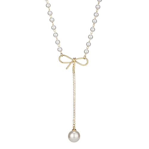 SELVFZ Imitation Perlen Halskette Für Frauen Mädchen Quasten Bowknot Heckchain Kragen Kette Verstellbarer CHOKER CLAVILE SELVFZ Imitation Perlen Halskette Für Frauen Mädchen Quasten Bowknot Heckchain Kragen Kette Verstellbarer CHOKER CLAVILE von SELVFZ
