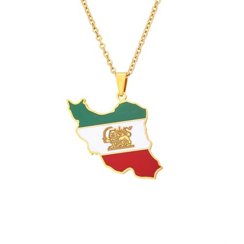SELVFZ Iran Karte Anhänger Halskette Mode Schlüsselbeutel Kette Schmücken Augenfängeln Neidisch Östlicher Charme Halsschmuck Accessoire Mode Halskette von SELVFZ