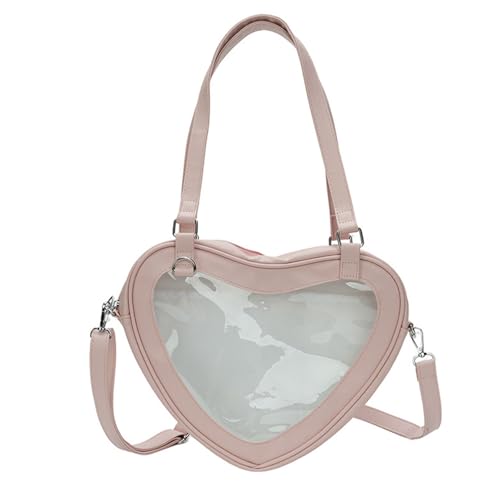 SELVFZ Japanische Schulmädchen Herz Form Itabag Große Kapazität Klarer Fenster Umhängetasche Anime Pin Display Crossbody Handtasche PU Leder Geldbeutel von SELVFZ
