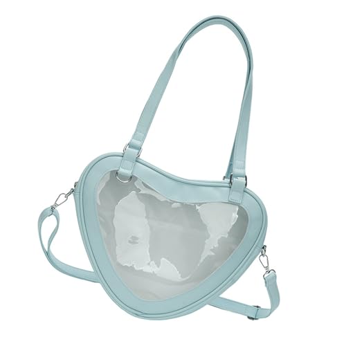 SELVFZ Japanische Schulmädchen Herz Form Itabag Große Kapazität Klarer Fenster Umhängetasche Anime Pin Display Crossbody Handtasche PU Leder Geldbeutel von SELVFZ