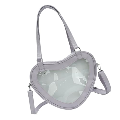 SELVFZ Japanische Schulmädchen Herz Form Itabag Große Kapazität Klarer Fenster Umhängetasche Anime Pin Display Crossbody Handtasche PU Leder Geldbeutel von SELVFZ