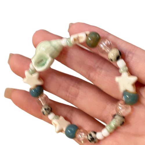 SELVFZ Keramik Conch Star Perlenarmband Leichtes Strandschmuck Für Frauen Mädchen Urlaub Accessoires Handgelenk Accessoire Seestrationschuhe Charmalme Armband von SELVFZ