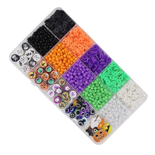 SELVFZ Kinder Basteln Perlen Set Halloween Armband Accessoires Mit Charme Und Elastischen Kabel Praktische Schmuckkomponenten Feiertags Perlen von SELVFZ