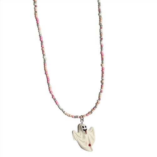 SELVFZ Kreatives Halloween Anhänger Halskette Statement Choker Mode Schmuck Schlüsselbein Kette Acrylperlen Charm Halskette von SELVFZ