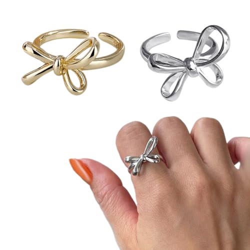 SELVFZ Kubikbögen Offene Ringe Zierliche Bogenknotenringe Mit Runden Anmutigen Anmutigen Bandbögen Gebundene Ringe Stylish Accessoires SELVFZ Kubikbögen Offene Ringe Zierliche Bogenknotenringe Mit Runden Anmutigen Anmutigen Bandbögen Gebundene Ringe Stylish Accessoires von SELVFZ