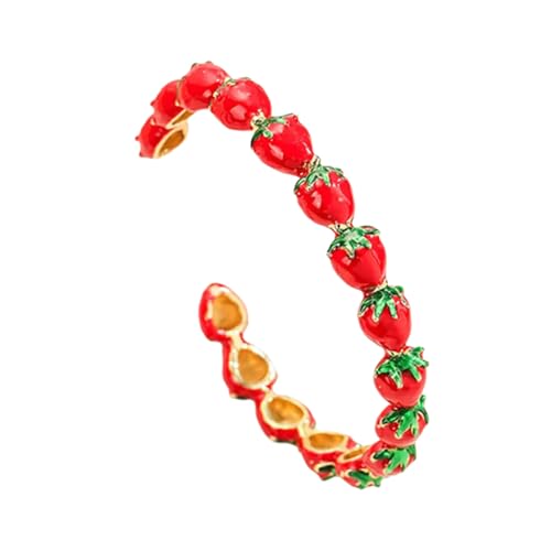 SELVFZ Lebendiges Erdbeerdesign Armband Zierer Armreifen Handgelenk Schmuck Für Mädchen Perfektes Alltagszubehör Oder Präsentierende Party Schmuck Für Skurrile Fruchtthemen von SELVFZ