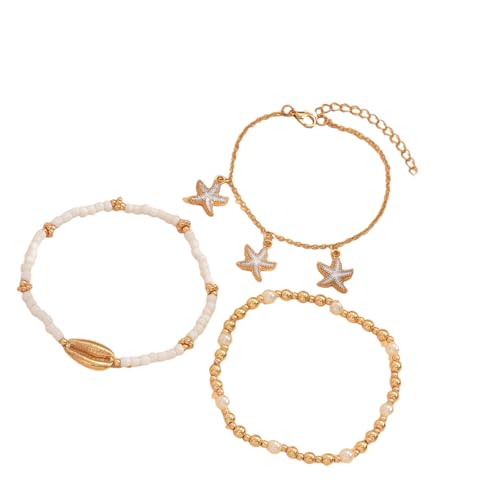 SELVFZ Mehrschichtige Glasperlen Knöchelarmband Tropicals Muscheln Seestarfishes Designs Foot Schmuckstücke BEISHELLS SNAGE BRACHE FÜR Women von SELVFZ