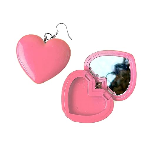 SELVFZ Minimalistisches Rotes Herz Ohrring Mit Spiegel Anhänger Haken Ohrring Schmuck Geschenk Acrylkosmetische Koffer Dangle Ohrring Frauen SELVFZ Minimalistisches Rotes Herz Ohrring Mit Spiegel Anhänger Haken Ohrring Schmuck Geschenk Acrylkosmetische Koffer Dangle Ohrring Frauen von SELVFZ