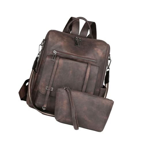 SELVFZ Mode Frauen Leder Rucksackhandtasche Für Frauen Mit Geräumiger Innenschule Casual Make Up Taschen Reisen Daypack Elegant Damen Rucksack von SELVFZ