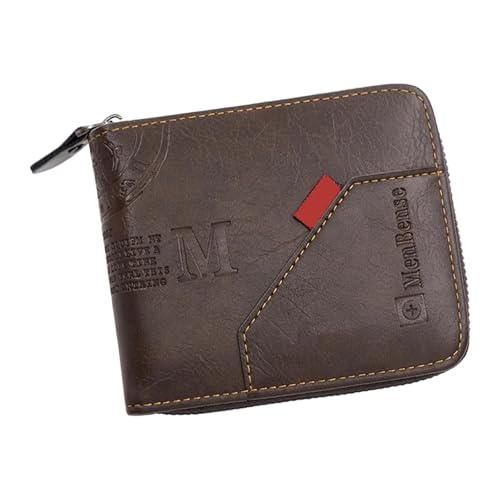 SELVFZ Mode Kompakte Männer Brieftasche PU Short Wallet Geldbeutel Reißverschlüsse Kartenhalter Für Pendeln Und Freizeitreisen Verwenden Kompakte Reisen von SELVFZ