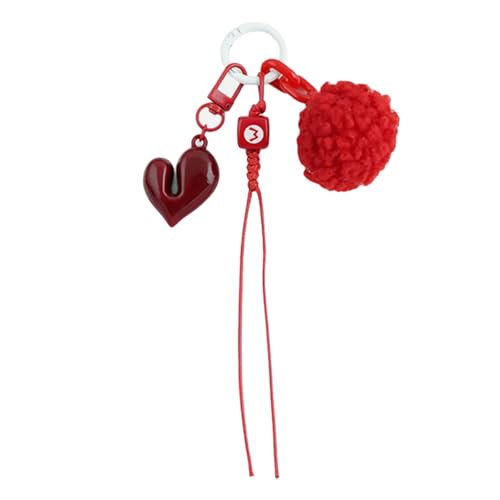 SELVFZ Mode Rotes Herz Plüschschlüsselkette Einzigartiger Herzhänger Keychain Ornament Modeliebhaber Und Dekore von SELVFZ
