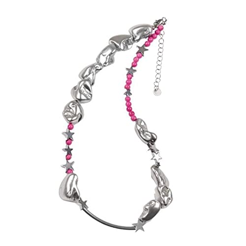 SELVFZ Mode Unregelmäßige Perlen Star Halskette Punk Choker Kette Statement Schmuck Verstellbarer Schlüsselbein Kette Geburtstagsgeschenk von SELVFZ