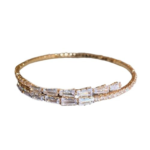 SELVFZ Modernes Verstellbares Armband Minimalist Open Armreif Mode Armband Mit Schimmernd Zirkonstein Trendy Schmuck von SELVFZ