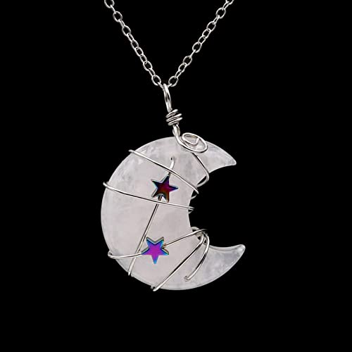 SELVFZ Naturstein Anhänger Halskette Draht Gewickelte Mondform Charm Schlüsselbein Kette Halskette Für Frauen Mädchen Muttertag Geschenke SELVFZ Naturstein Anhänger Halskette Draht Gewickelte Mondform Charm Schlüsselbein Kette Halskette Für Frauen Mädchen Muttertag Geschenke von SELVFZ