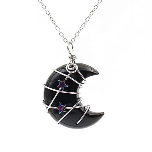 SELVFZ Naturstein Anhänger Halskette Draht Gewickelte Mondform Charm Schlüsselbein Kette Halskette Für Frauen Mädchen Muttertag Geschenke SELVFZ Naturstein Anhänger Halskette Draht Gewickelte Mondform Charm Schlüsselbein Kette Halskette Für Frauen Mädchen Muttertag Geschenke von SELVFZ