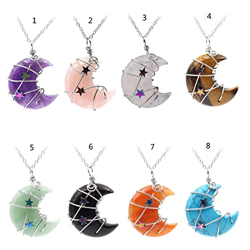 SELVFZ Naturstein Anhänger Halskette Draht Gewickelte Mondform Charm Schlüsselbein Kette Halskette Für Frauen Mädchen Muttertag Geschenke SELVFZ Naturstein Anhänger Halskette Draht Gewickelte Mondform Charm Schlüsselbein Kette Halskette Für Frauen Mädchen Muttertag Geschenke von SELVFZ