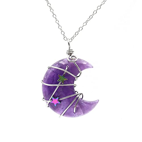 SELVFZ Naturstein Anhänger Halskette Draht Gewickelte Mondform Charm Schlüsselbein Kette Halskette Für Frauen Mädchen Muttertag Geschenke SELVFZ Naturstein Anhänger Halskette Draht Gewickelte Mondform Charm Schlüsselbein Kette Halskette Für Frauen Mädchen Muttertag Geschenke von SELVFZ