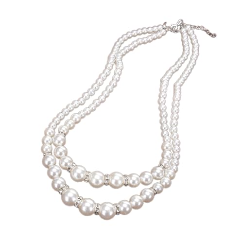 SELVFZ Perlen Choker Doppelschicht Halskette Perlen Perlen Choker Party Halsschmuck Geeignet Für Modische Outfits SELVFZ Perlen Choker Doppelschicht Halskette Perlen Perlen Choker Party Halsschmuck Geeignet Für Modische Outfits von SELVFZ