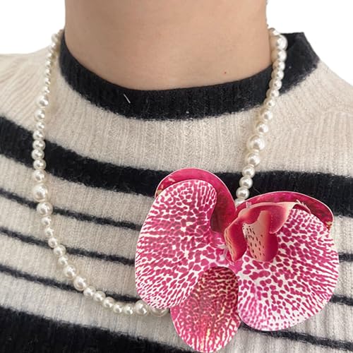 SELVFZ Perlenperlen Halskette Blumenform Neckkette Bunte Motten Orchideen Blütenblüten Kollarbone Kette Ornament SELVFZ Perlenperlen Halskette Blumenform Neckkette Bunte Motten Orchideen Blütenblüten Kollarbone Kette Ornament von SELVFZ