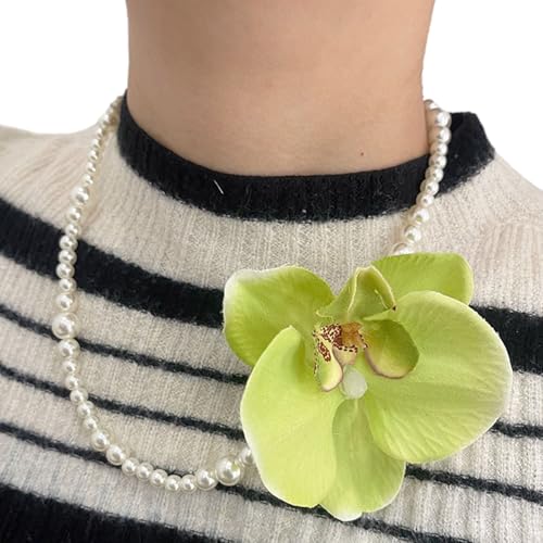 SELVFZ Perlenperlen Halskette Blumenform Neckkette Bunte Motten Orchideen Blütenblüten Kollarbone Kette Ornament SELVFZ Perlenperlen Halskette Blumenform Neckkette Bunte Motten Orchideen Blütenblüten Kollarbone Kette Ornament von SELVFZ