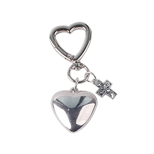 SELVFZ Punk Crucifix Keyring Heart Schlüsselbundwagen Autotürschlüsselmarke Religiöser Katholischer Schlüsselrucksack Anhänger Auto Ornament von SELVFZ