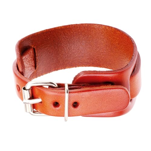 SELVFZ Retro Punk Lederarmband Doppelschicht Schnallenverschluss Verstellbares Handgelenk Kette Für Männer Männer Leder Armband Doppelschicht Design von SELVFZ