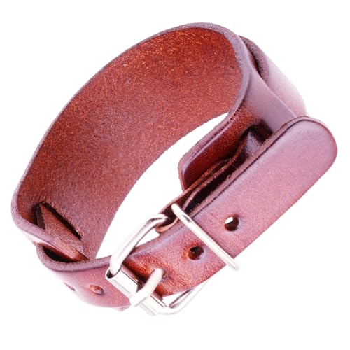 SELVFZ Retro Punk Lederarmband Doppelschicht Schnallenverschluss Verstellbares Handgelenk Kette Für Männer Männer Leder Armband Doppelschicht Design von SELVFZ