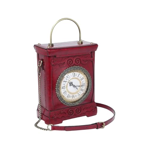 SELVFZ Retro Uhr Geformte Crossbody Umhängetasche Neuheit Geldbörsen Für Frauen Aus Damenhandtaschen Mit Abnehmbarer Kettengeschenk Umhängetasche von SELVFZ