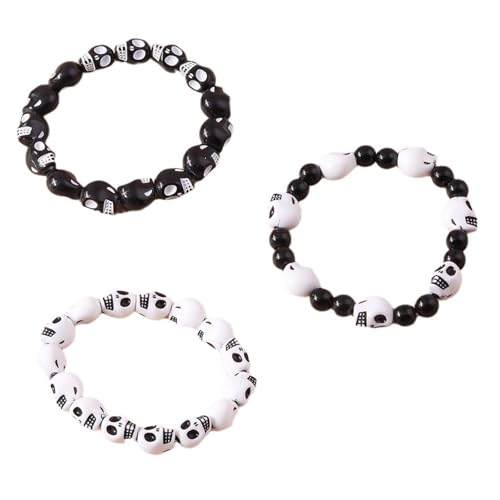 SELVFZ Schädel Perlenmanschette Armband Harz Perlen Armband Kostüm Zubehör Für Frauen Und Männer Stylish Party Accessoire Unisex Schädel Manschette SELVFZ Schädel Perlenmanschette Armband Harz Perlen Armband Kostüm Zubehör Für Frauen Und Männer Stylish Party Accessoire Unisex Schädel Manschette von SELVFZ