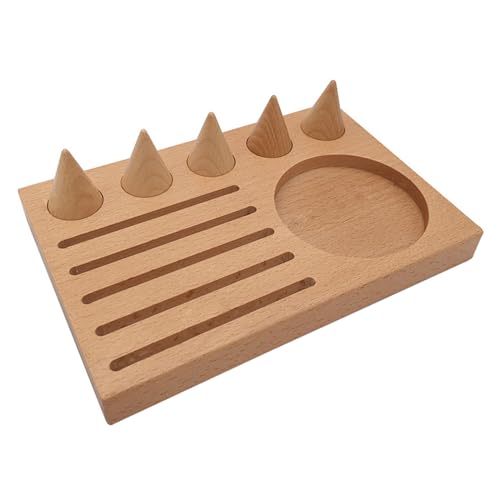SELVFZ Schmuckregal Holzringe Anzeigehalter Ringe Tellerringe Massivholz Display Rack Massivholzmaterial Für Mädchen Ringe Anzeigeplatte von SELVFZ