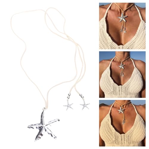 SELVFZ Small Seestarfish Anhänger Halskette Einfache Lederseilkette Halskette Vintage Halskette Halskette Statement Schmuck Schmuck SELVFZ Small Seestarfish Anhänger Halskette Einfache Lederseilkette Halskette Vintage Halskette Halskette Statement Schmuck Schmuck von SELVFZ