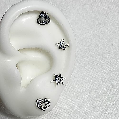 SELVFZ Star/Heart Ohrringe Studs Ohrringe Frauen Ohr Juwelierparty Ohrringe Kupfermaterial Geschenk Für Frauen Mädchen von SELVFZ