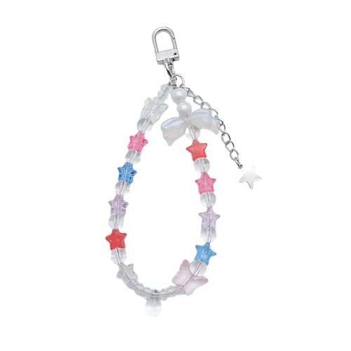 Star Charme Telefonband Telefon Charme Schlüsselbund Kristall Perlen Schlüsselbund Frauen Mädchen Halloween Fledermausanhänger Schlüsselring Ornament Star Anhänger Keyring von SELVFZ
