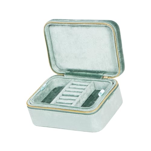 Stilvolle Schmuckkoffer Doppelschicht Reiseringe Box Weiche Samt Organisatoren Elegante Schmuckschatulle Für Frauenzubehör Für Frauen von SELVFZ