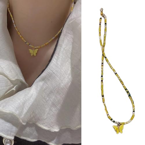 SELVFZ Stilvoller Schmetterling Anhänger Halskette Vielseitige Accessoire Perlen Halskette Mode Halsschmuck Frauen Mädchen SELVFZ Stilvoller Schmetterling Anhänger Halskette Vielseitige Accessoire Perlen Halskette Mode Halsschmuck Frauen Mädchen von SELVFZ