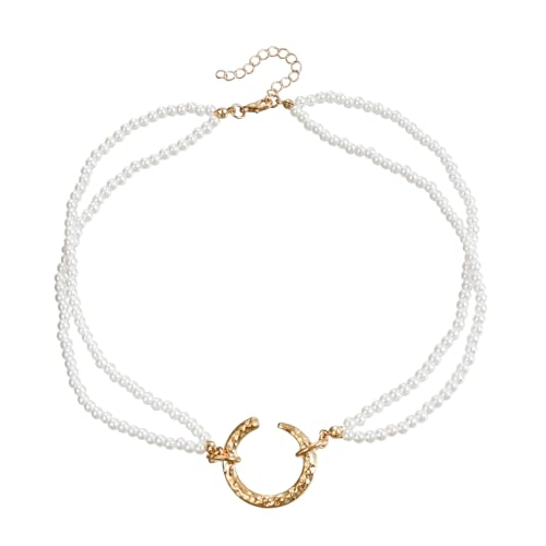 SELVFZ Stylische Mond Halskette Doppelschicht Halskette Perlen Perlen Halskette Perfektes Accessoire Für Modewärtsfrauen SELVFZ Stylische Mond Halskette Doppelschicht Halskette Perlen Perlen Halskette Perfektes Accessoire Für Modewärtsfrauen von SELVFZ