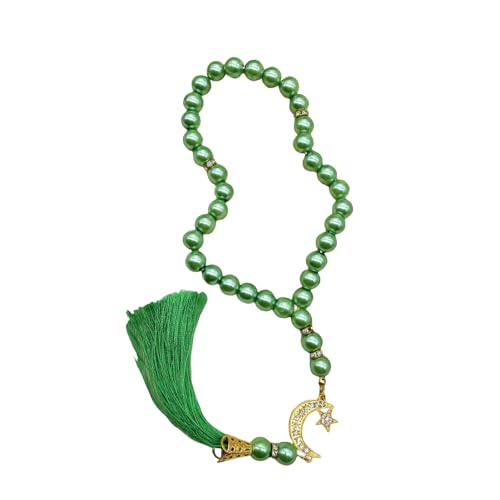 SELVFZ Stylish Glass Tasbih 33 Perlen Gebetsperlen Muslime Armband Mit Quasten Unisex Elegant Spiritual Accessoire von SELVFZ