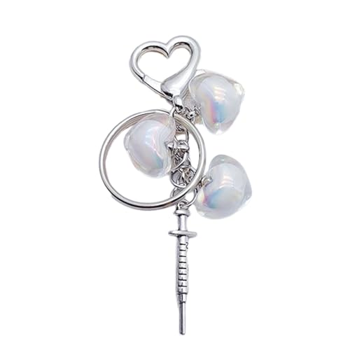 SELVFZ Süßer Cooler Herzspritzen Anhänger Schlüsselbund Mode Schlüsselringbeutel Charme Autosschlüsselhalter Für Geldbeutel Handtasche Dekoration von SELVFZ