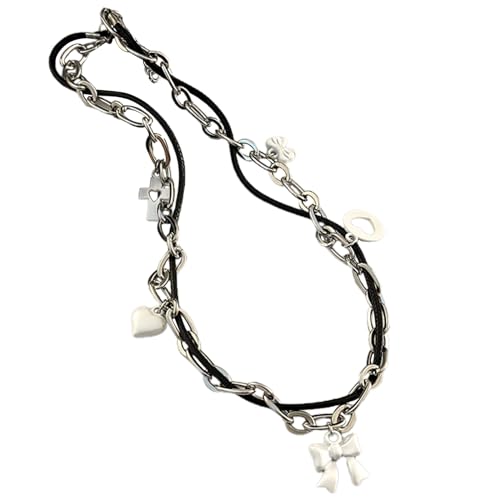 SELVFZ Süßer Cooler Punk Herz Schlangeblattketten Kette Halskette Doppelschicht Bogenknoten Choker Schmuck Für Frauen Bogenknoten Zauberkette Halskette SELVFZ Süßer Cooler Punk Herz Schlangeblattketten Kette Halskette Doppelschicht Bogenknoten Choker Schmuck Für Frauen Bogenknoten Zauberkette Halskette von SELVFZ