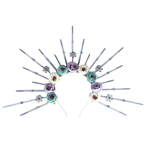 SELVFZ Sunbursts Rose Blumen Und Stirnband Verstellbares Haarband Für Kostümpartys Stilvoller Kopfstück Accessoire SELVFZ Sunbursts Rose Blumen Und Stirnband Verstellbares Haarband Für Kostümpartys Stilvoller Kopfstück Accessoire von SELVFZ