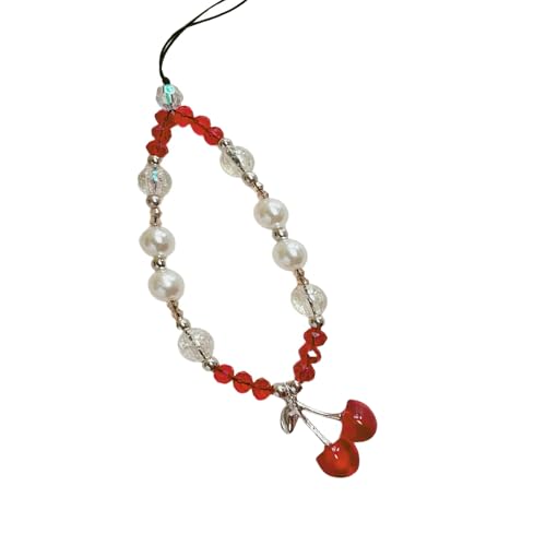 Tragbare Hand Craft Cherrys Charme Perlen Telefon Lanyard Vielseitiges Modezubehör Für Taschen Und Brieftaschen Dekoration von SELVFZ