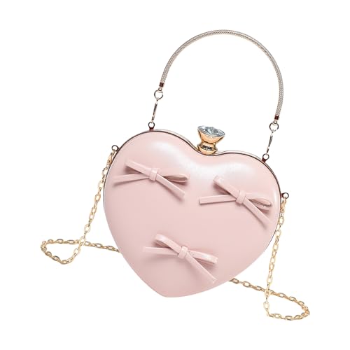 SELVFZ Trendige Herzhandtasche Für Frauen PU Evening Bag Umhängetaschen Mit Kettenriemen Für Die Verbesserung Von Abendfeiern Handyhalter Geldbeutel von SELVFZ