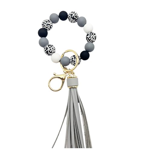 SELVFZ Trendy Perlen Armband Schlüsselbundschlüssel Armband PU Tassels Schlüsselringe Holzperlen Armband Anhänger Stilvoller Anhänger Für Stilvolle Frauen SELVFZ Trendy Perlen Armband Schlüsselbundschlüssel Armband PU Tassels Schlüsselringe Holzperlen Armband Anhänger Stilvoller Anhänger Für Stilvolle Frauen von SELVFZ
