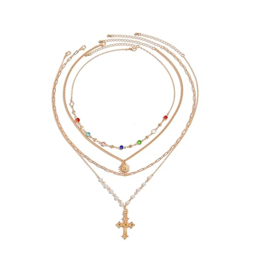 SELVFZ Vintage French Multi Layer Simulierte Perlen Halskette Einstellbare Kette Für Multi Geleering Stapelschmuckzubehör Elegante Vintage Kostüm Perlen Halskette von SELVFZ