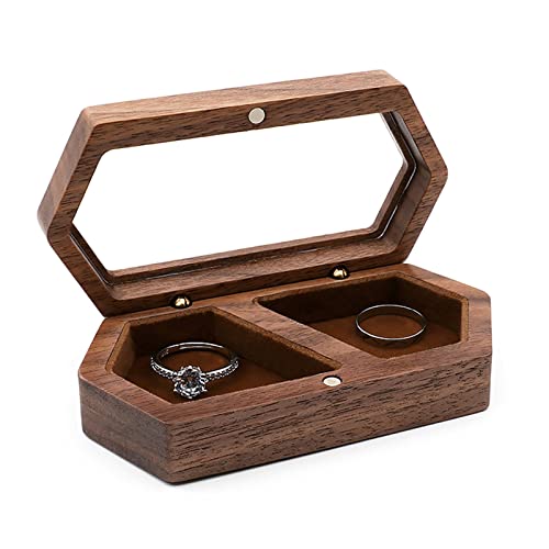 SELVFZ Vintage Ringbox Holzohrringhalterhalter Halbhalter Juwelier Display Reise Für Case Geschenk Für Frauen Mädchen Walnuss Holz Aufbewahrungsbox Reise Hülle Ohrringhalter Geschenk von SELVFZ