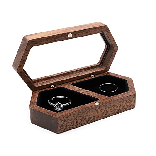 SELVFZ Vintage Ringbox Holzohrringhalterhalter Halbhalter Juwelier Display Reise Für Case Geschenk Für Frauen Mädchen Walnuss Holz Aufbewahrungsbox Reise Hülle Ohrringhalter Geschenk von SELVFZ