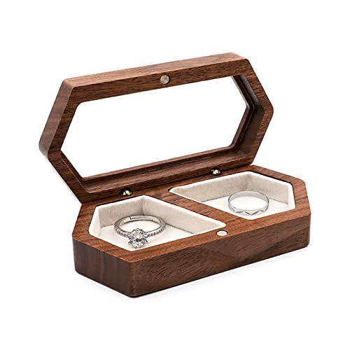 SELVFZ Vintage Ringbox Holzohrringhalterhalter Halbhalter Juwelier Display Reise Für Case Geschenk Für Frauen Mädchen Walnuss Holz Aufbewahrungsbox Reise Hülle Ohrringhalter Geschenk von SELVFZ