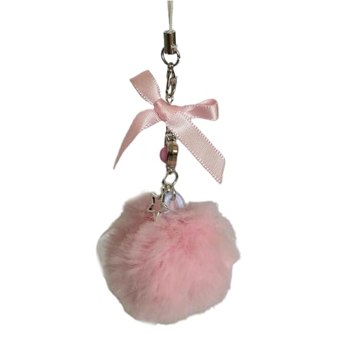 SELVFZ Weiche Plüschflusenkugelschlüsselkäse Handgefertigtes Sternschlüsselreiter Bowknot Keyrings Anhänger Vielseitiges Telefonzubehör Täglich Dekoration Schlüsselbund von SELVFZ